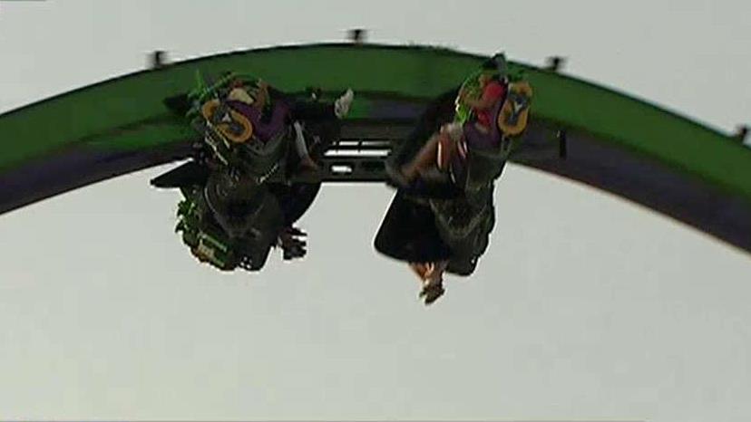 RollerCoaster! Magazine Editor Tim Baldwin and FBN's Cheryl Casone test out 'The Joker,' the new roller coaster at Six Flags Great Adventure.
