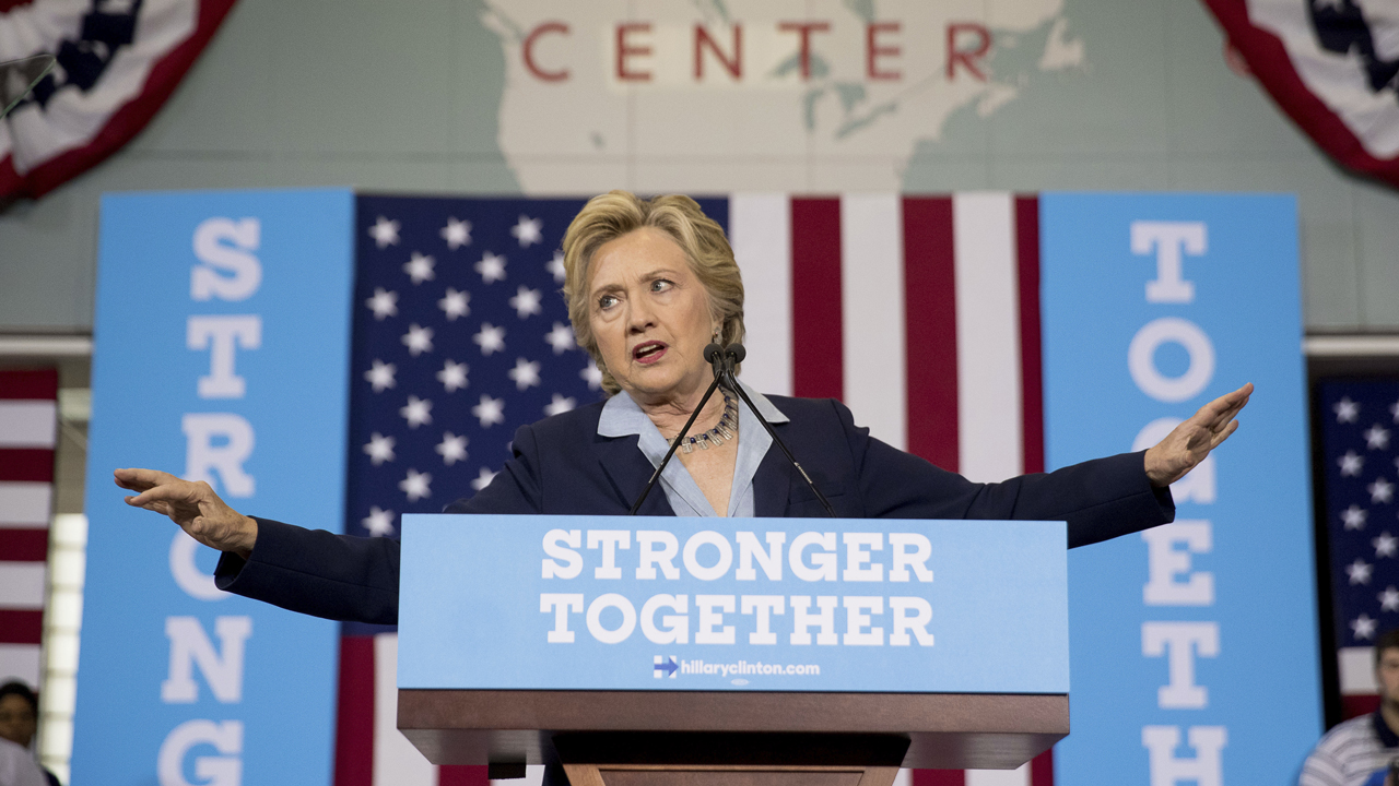 Democratic presidential nominee Hillary Clinton blasts Republican presidential nominee Donald Trump, saying he has treated contractors poorly in the past.