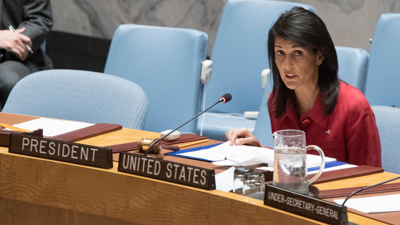 U.S. Ambassador Nikki Haley addresses the United Nations following the U.S. strike on Syria.