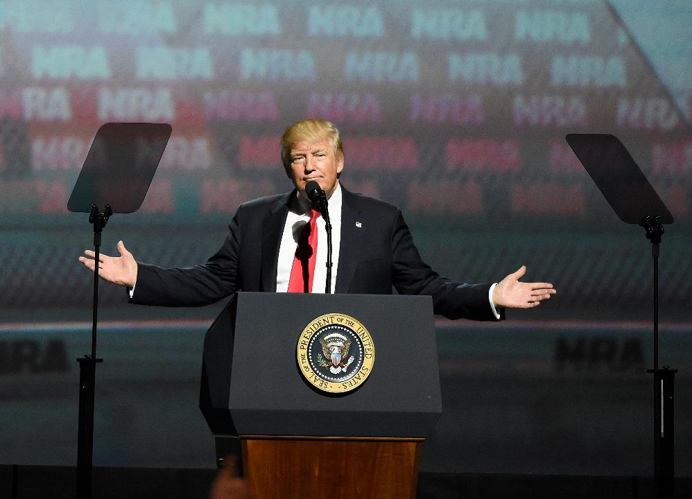 President Trump puts MS-13 and other gangs on notice during a speech at the National Rifle Association Leadership Forum in Atlanta.