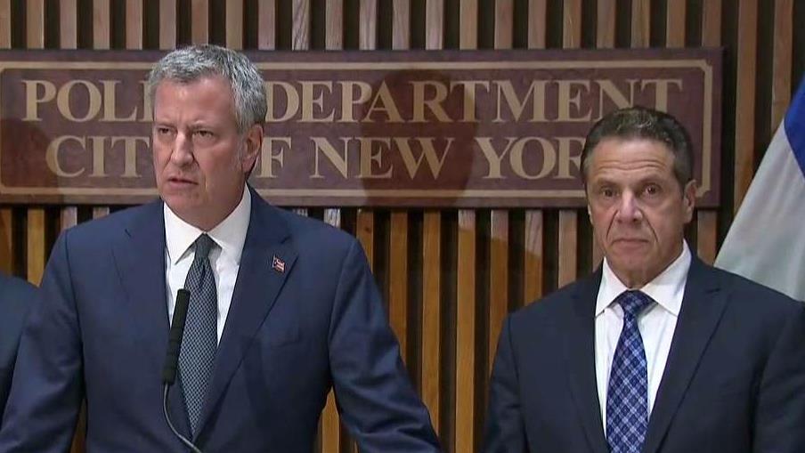 New York City Mayor Bill De Blasio holds a press conference about the incident that killed at least eight people in lower Manhattan Tuesday, shutting down New York’s financial district.