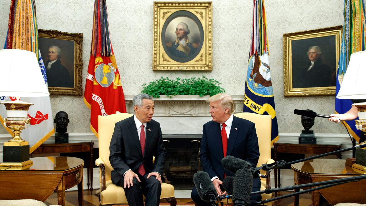 President Trump held a joint statement with Singapore Prime Minister Lee Hsien Loong to discuss U.S.-Singapore relations and business deals.