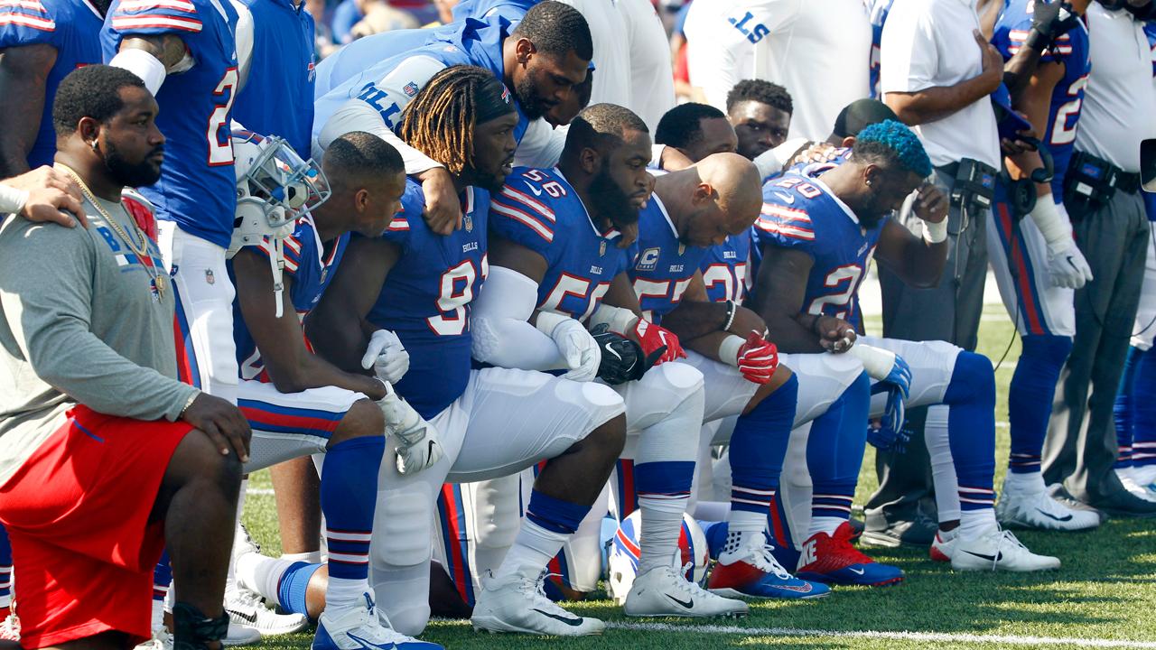 Former NFL player Joe Theismann discusses how NFL players kneeling during the national anthem in order to protest police brutality against African-Americans has affected ratings 