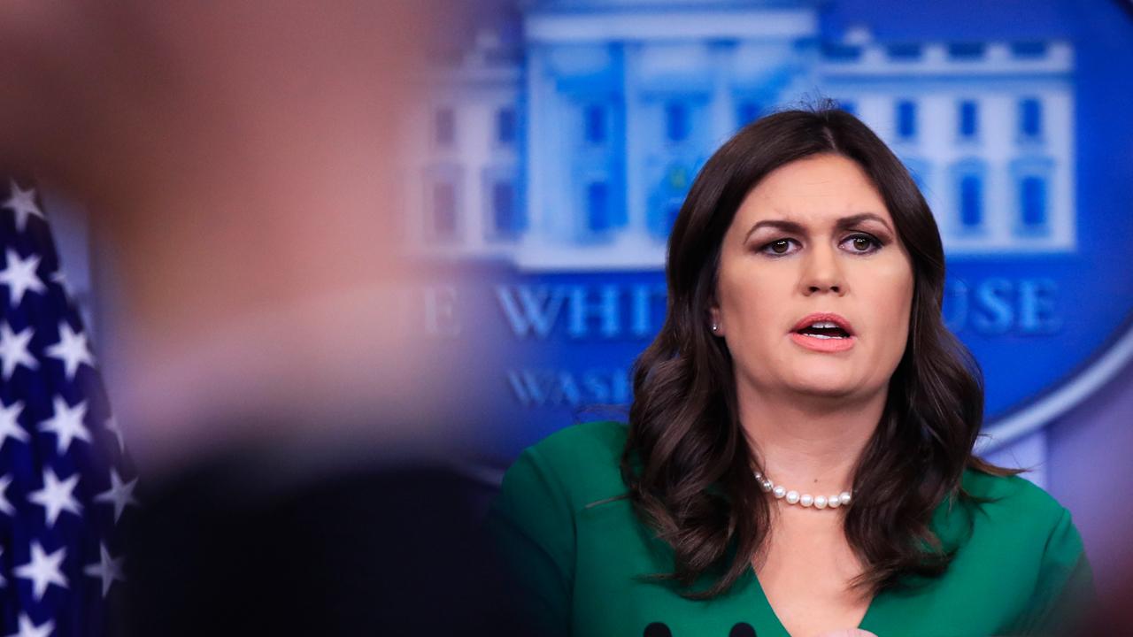 White House press secretary Sarah Sanders reacts to the House passing a final tax reform bill ahead of Tuesday’s Senate vote.