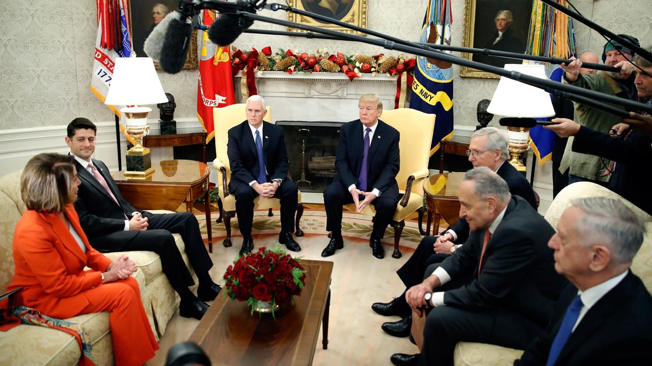 President Donald Trump meets with bipartisan congressional leaders to avoid a government shutdown.