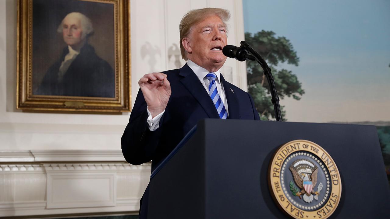 President Donald Trump announces that the United States will pull out of the Iran nuclear deal.