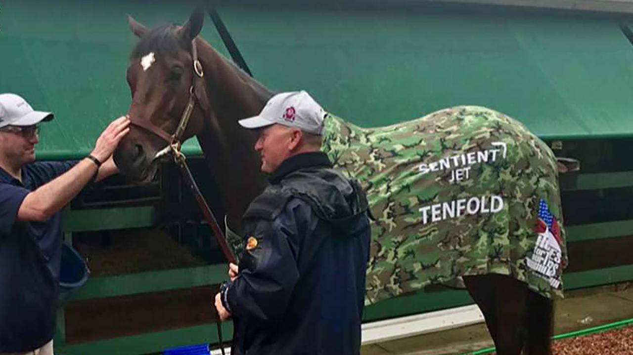 Sentient Jet sponsors three-year-old horse Tenfold, who will be running for nonprofit organization “Homes For Our Troops.”