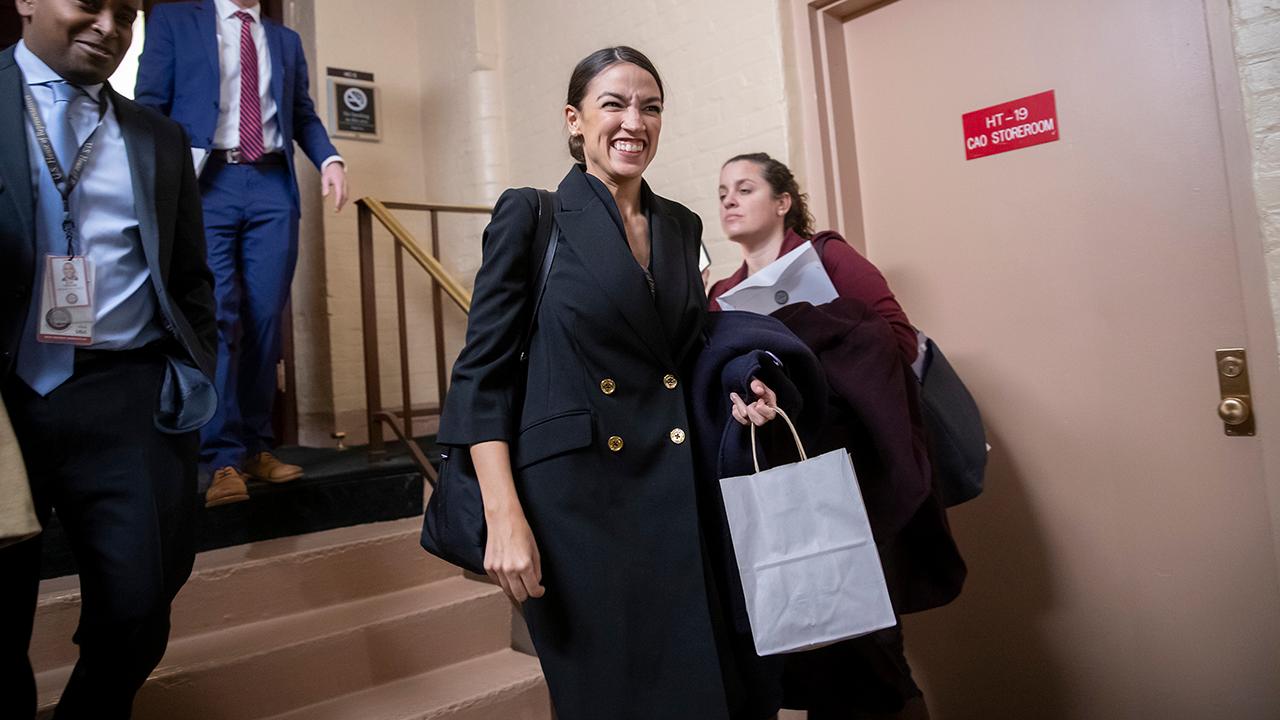 Former Trump Campaign aide David Bossie on how Rep. Alexandria Ocasio-Cortez (D-N.Y.) said that “a system that allows billionaires to exist” is immoral and that the climate change fight is “our World War II.”