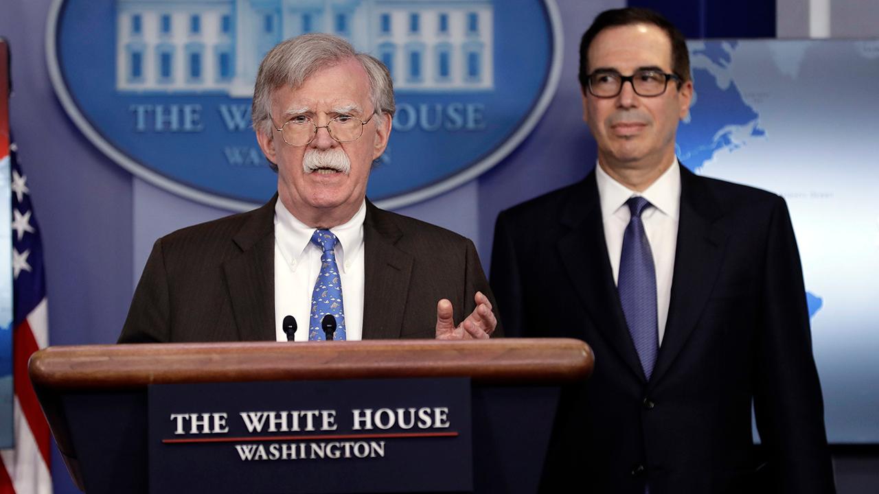 National Security Adviser John Bolton and Treasury Secretary Steven Mnuchin announce sanctions against Venezuela state-owned oil company PDVSA and embattled president Nicholas Maduro.