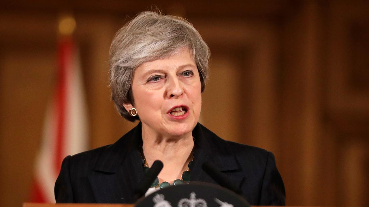 British Prime Minister Theresa May speaks after Parliament voted against a no-deal exit.
