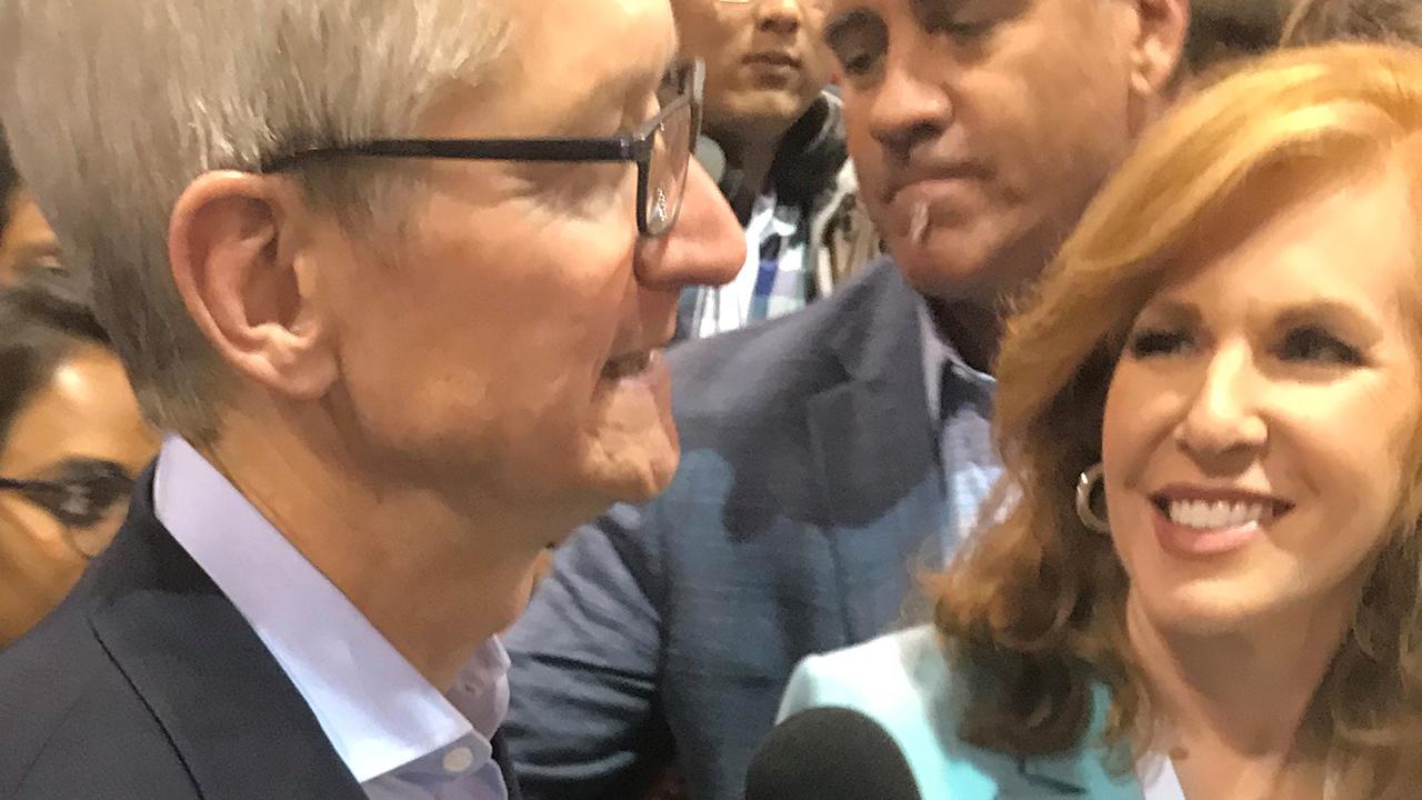 FOX Business’ Liz Claman talks to Apple CEO Tim Cook about the lessons he's learned from Berkshire Hathaway CEO Warren Buffett and says he’s “thrilled” that Buffett owns Apple shares.