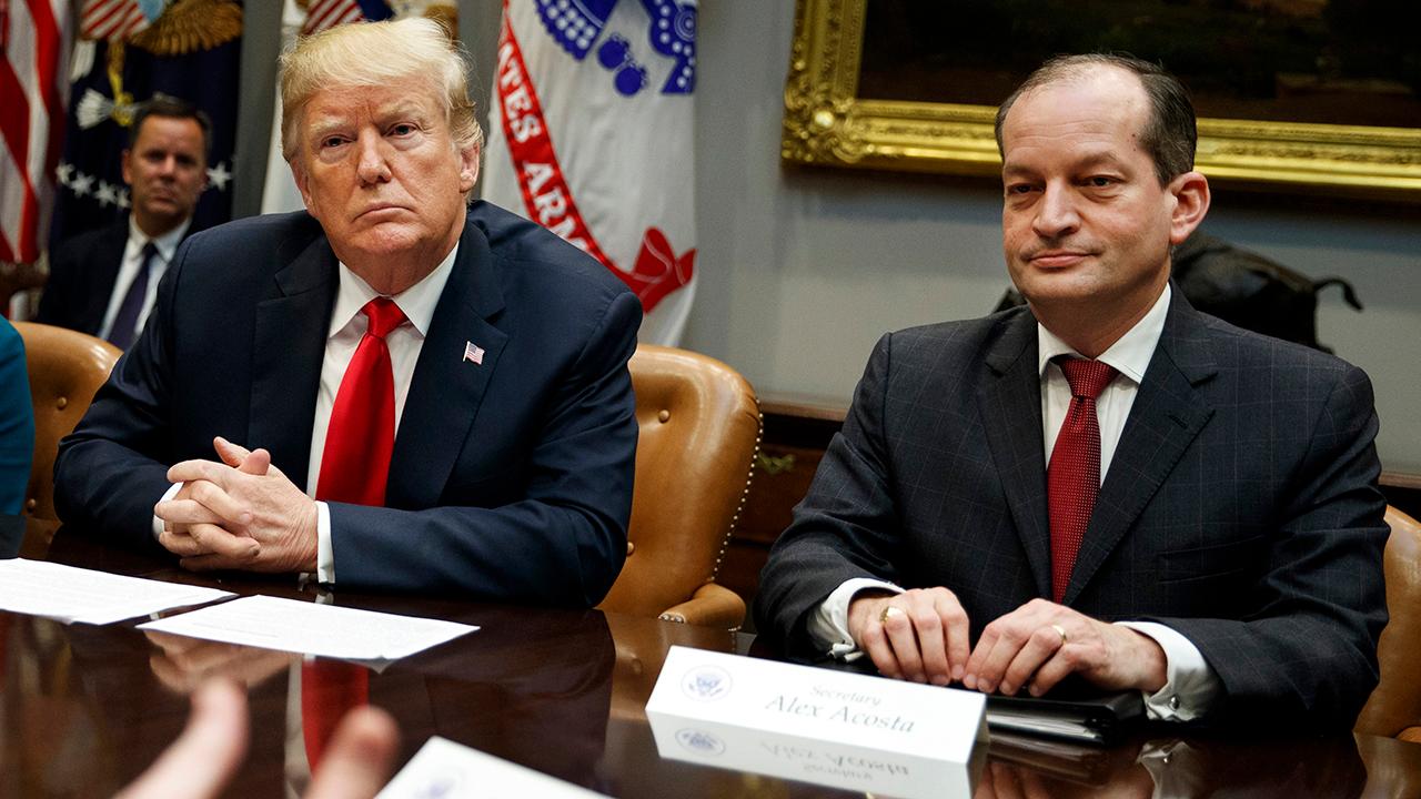 President Trump on calls for Labor Secretary Alex Acosta's resignation amid renewed concerns of his handling of sex abuse charges involving Jeffrey Epstein.