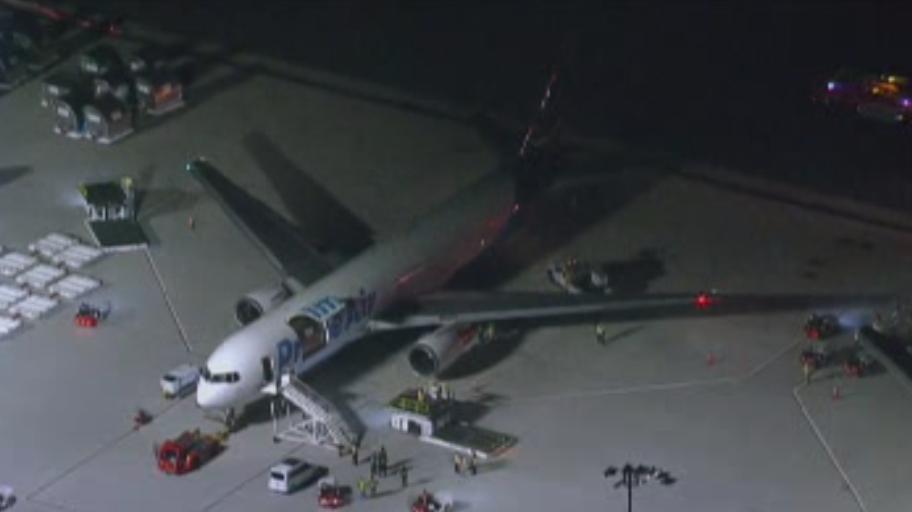 A plane carrying Amazon cargo started smoking upon landing at Thurgood Marshall Airport in Baltimore, Md.