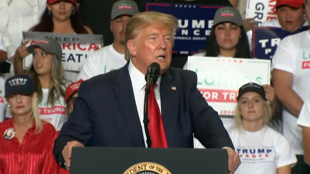 President Donald Trump comments on The New York Times and its Supreme Court Justice Brett Kavanaugh coverage at Trump’s rally in New Mexico. 