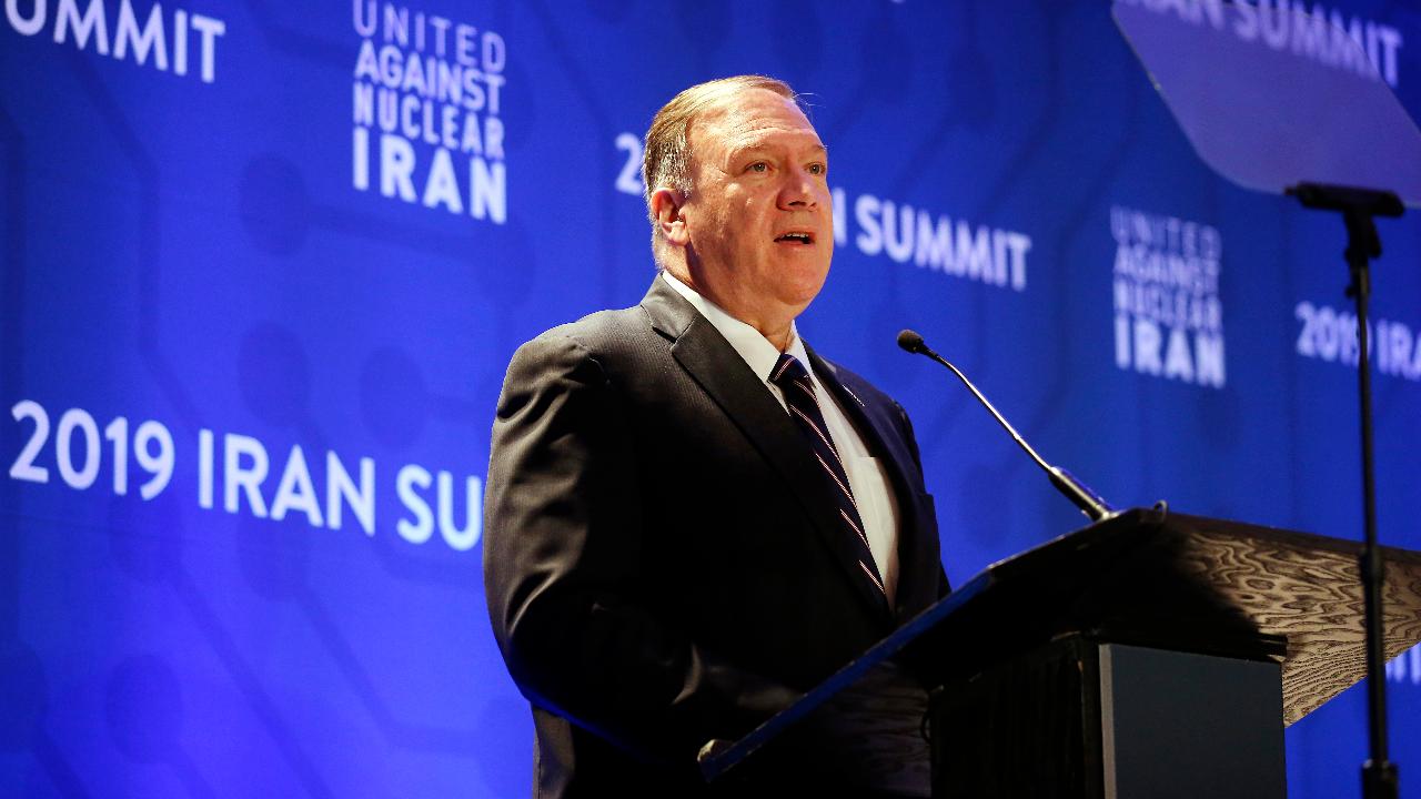 Secretary of State Mike Pompeo announces new Iran sanctions during a speech on the sidelines of the United Nations General Assembly.   