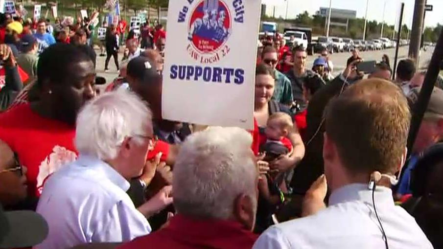 The picket lines got rowdy as Bernie Sanders visited striking GM workers. FOX Business' Grady Trimble with more.  