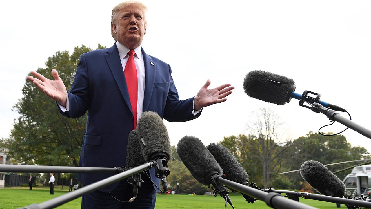 President Trump speaks to the media about how well the economy is going, how the Syria cease-fire is still holding and how much they need USMCA passed.