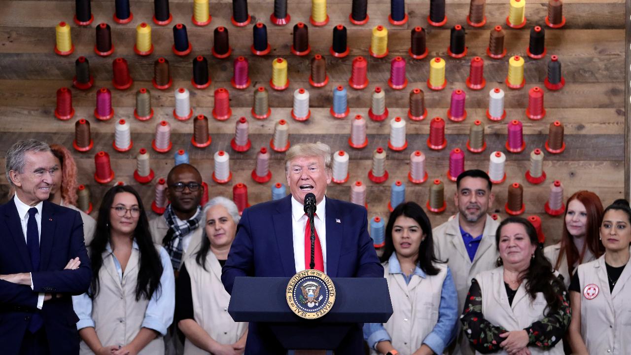 President Trump celebrates the opening of the new Louis Vuitton store in Alvarado, Texas.