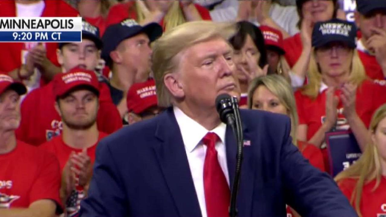 President Donald Trump speaks about the USMCA, global trade, U.S.-China relations and more at a rally in Minnesota.