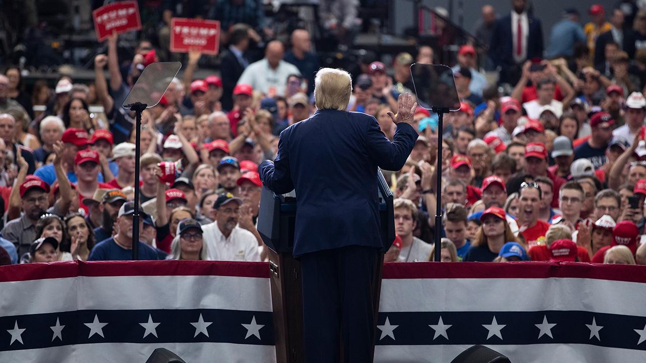 President Trump discusses the USMCA and trade deals with China and Japan while speaking to supporters at a ‘Keep America Great’ rally in Milwaukee, Wisconsin. 