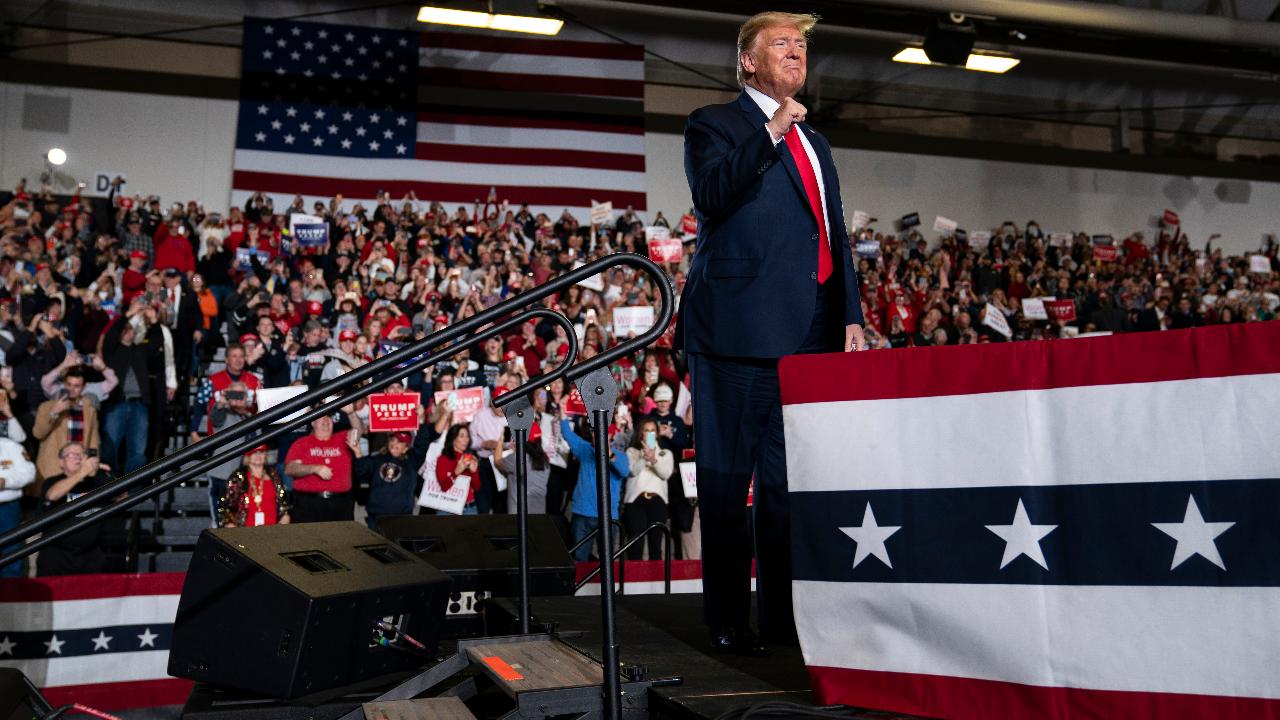 President Trump discusses employment, blue-collar workers, taxes, American energy and opportunity zones while speaking to supporters at a ‘Keep America Great’ rally in Wildwood, New Jersey.  