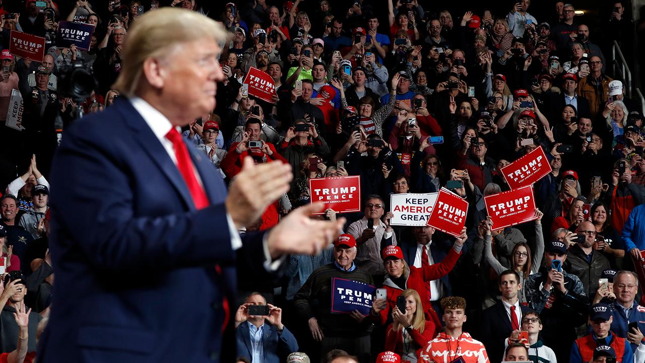 President Trump discusses cutting regulations, employment numbers and opening new factories in the U.S. while speaking to supporters at a ‘Keep America Great’ rally in Toledo, Ohio. 