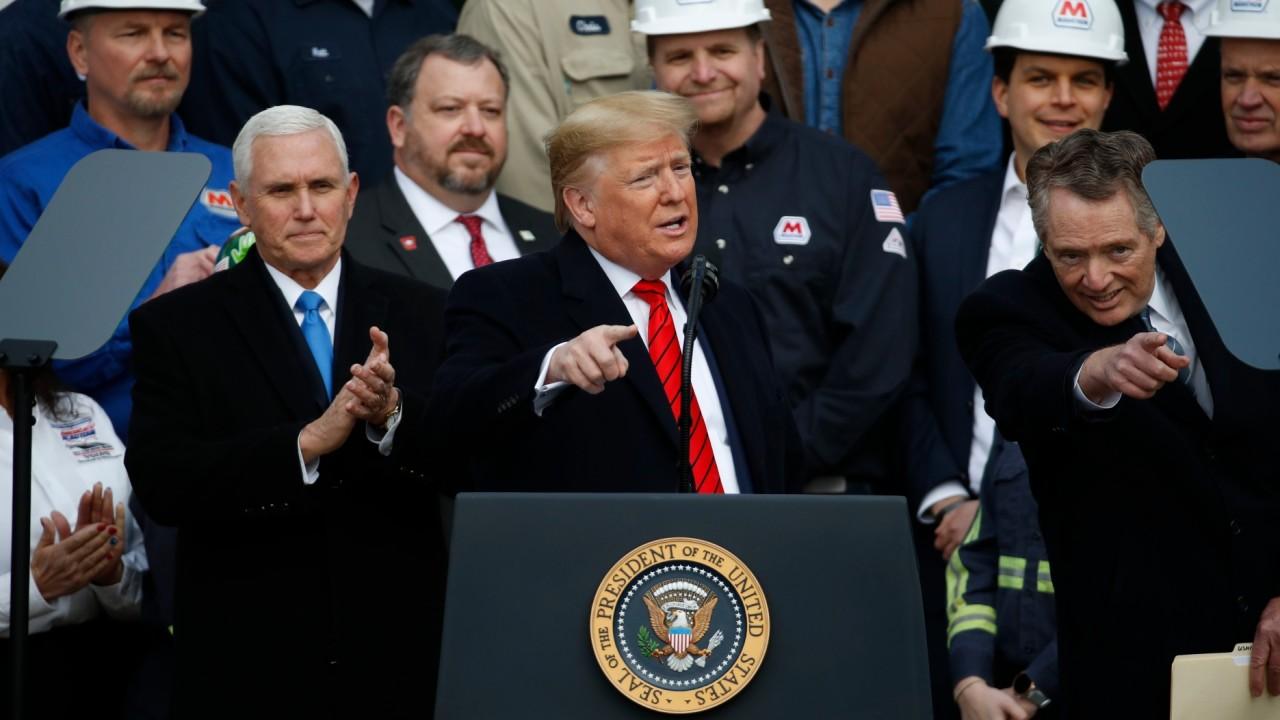 President Trump discusses the benefits the USMCA will have for the American auto and manufacturing industries. 