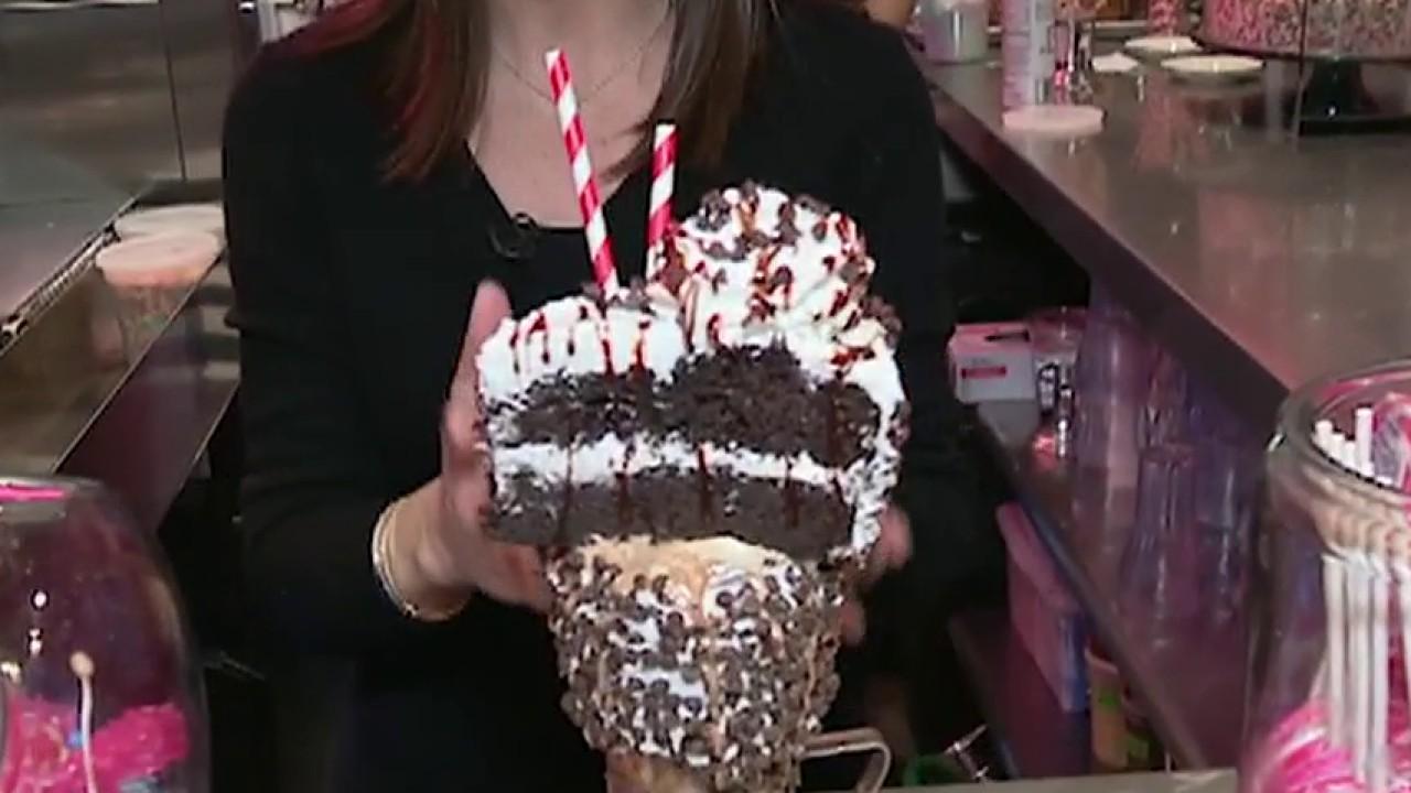 FOX Business’ Jackie DeAngelis shows how Black Tap in New York City is embracing the vegan trend with an $18 milkshake accommodating the dietary restriction.