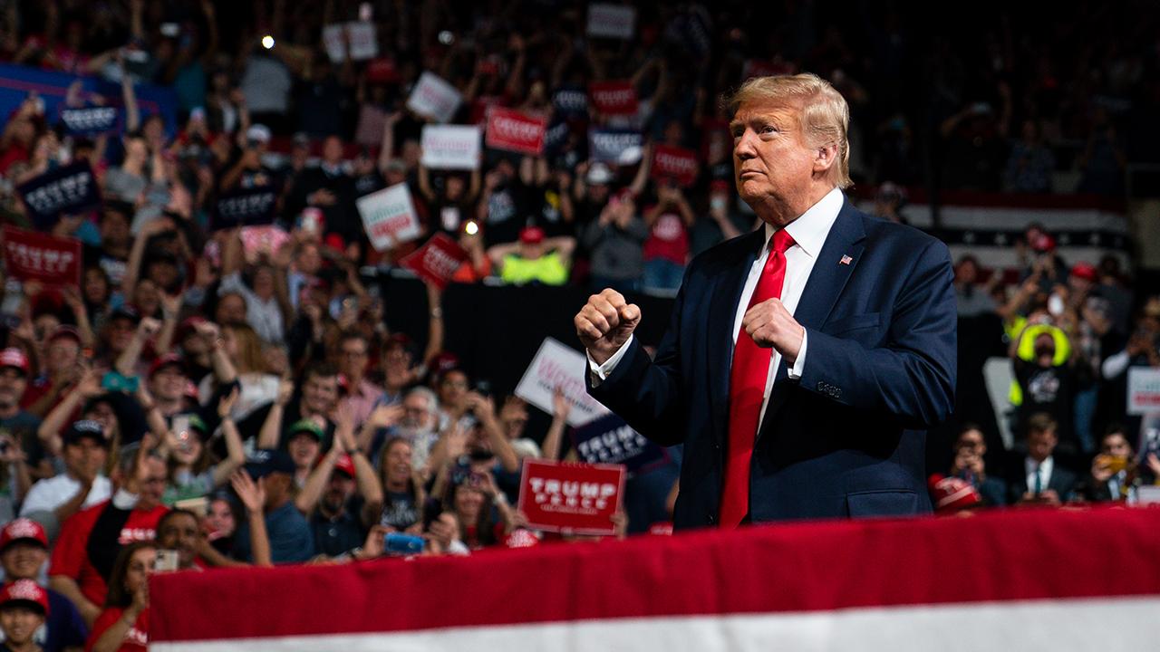 President Trump discusses the successful economy since his presidency started during a Keep America Great rally in Phoenix, Arizona.