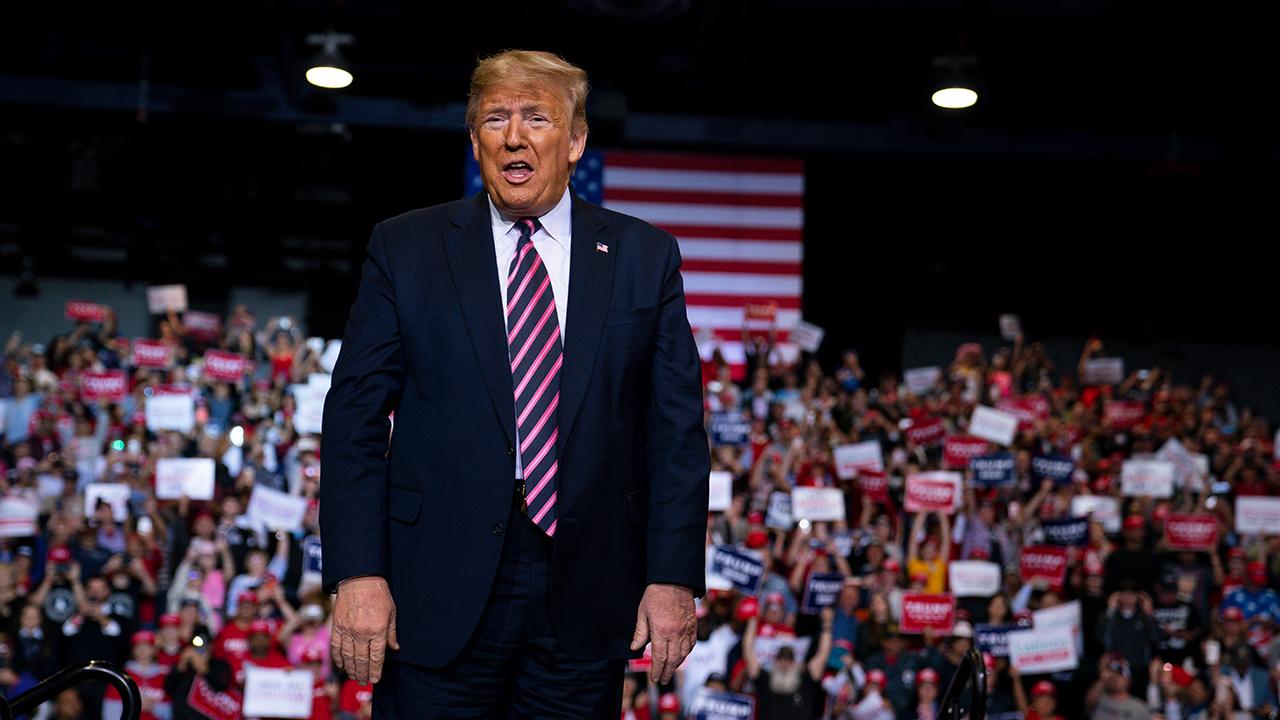 President Trump discusses presidential candidate Tom Steyer while talking to supporters at a ‘Keep America Great’ rally in Las Vegas, Nevada. 