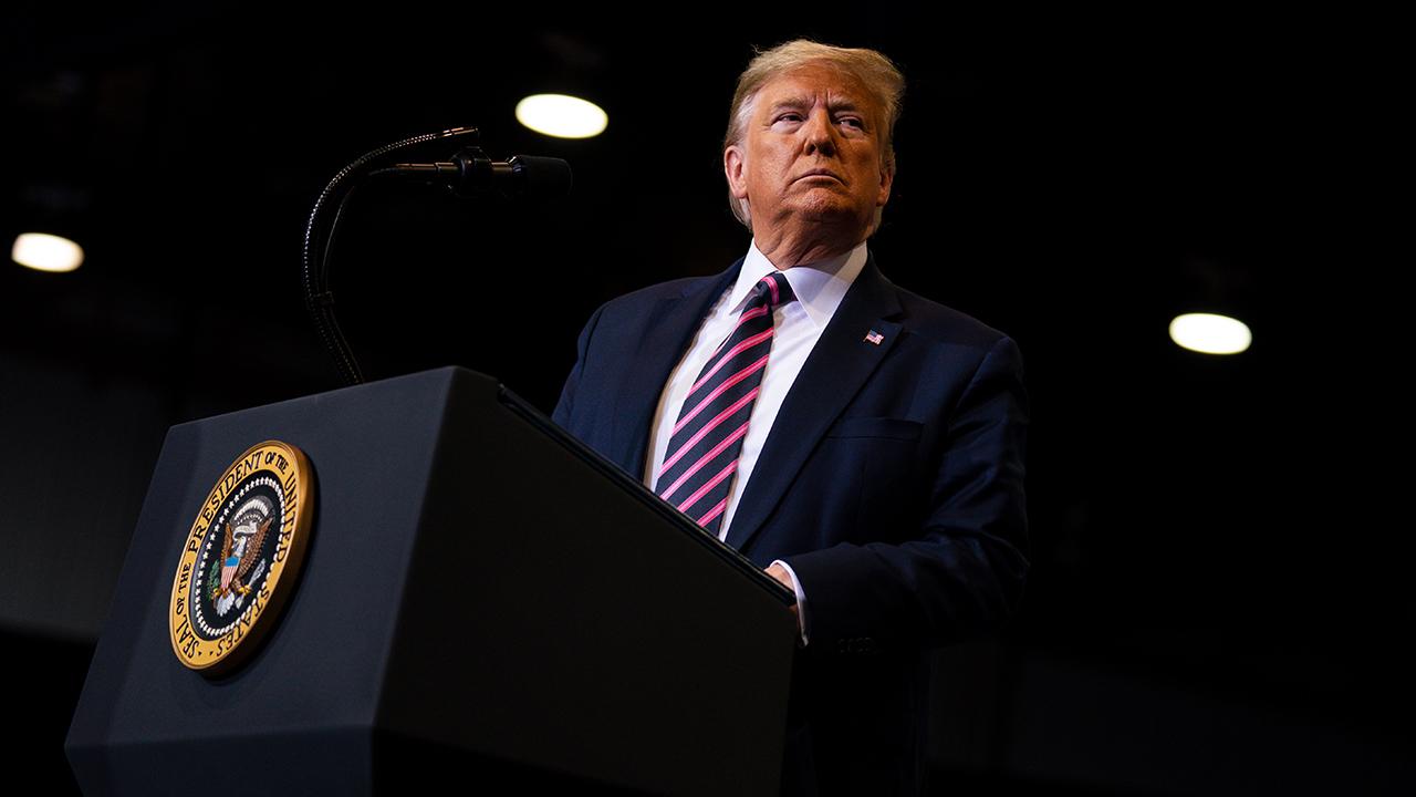 President Trump touts job and economic successes while talking to supporters at a ‘Keep America Great’ rally in Las Vegas, Nevada. 