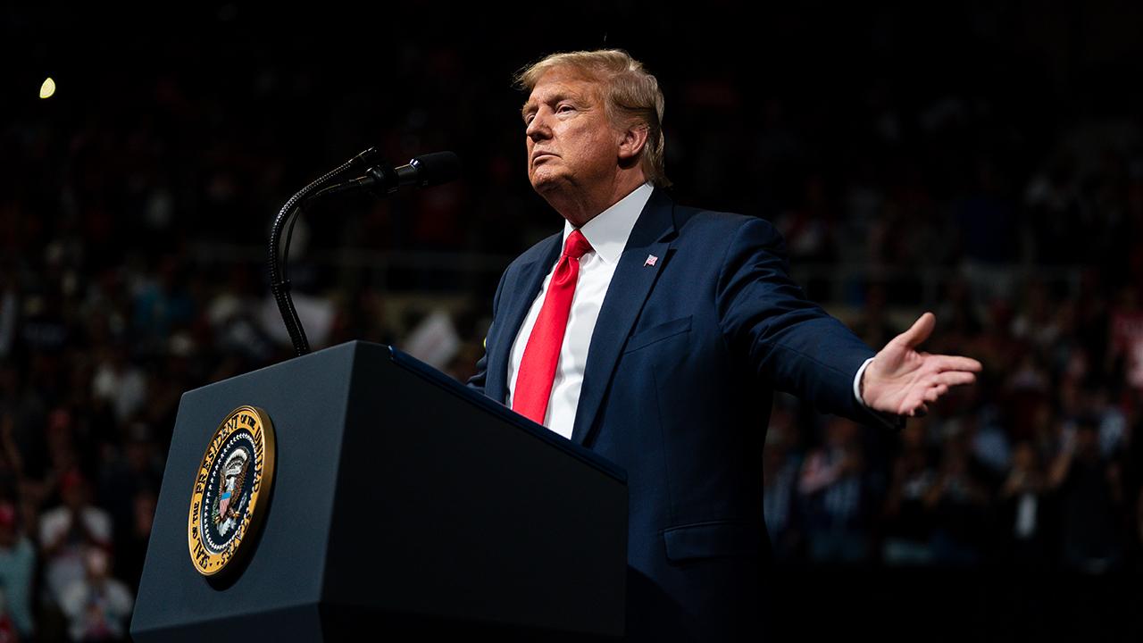 President Trump discusses presidential candidate and former New York City mayor Mike Bloomberg and how he's faring in the presidential primary process while addressing supporters at a ‘Keep America Great’ rally in Phoenix, Arizona. 
