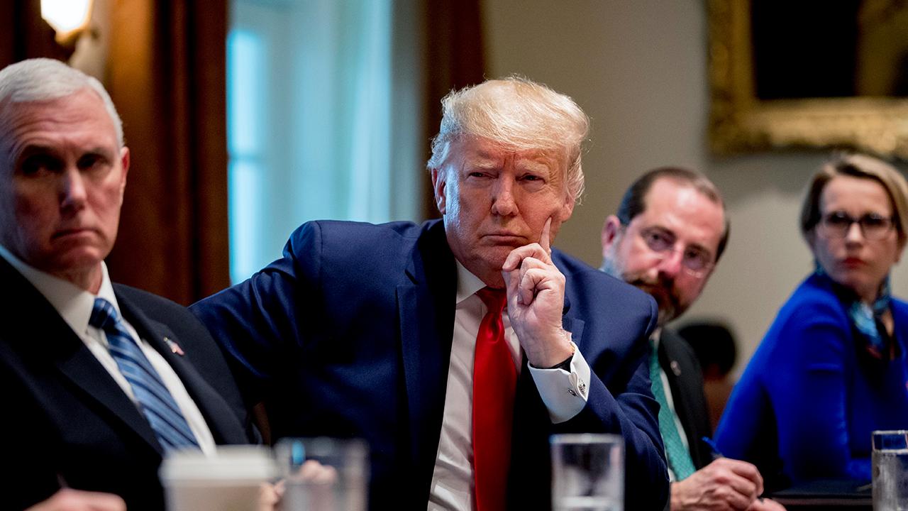 President Trump takes reporter questions about the coronavirus outbreak during a meeting with big pharma executives, Health and Human Services Secretary Alex Azar and Director of the National Institute of Allergy and Infectious Diseases Dr. Anthony Fauci. 