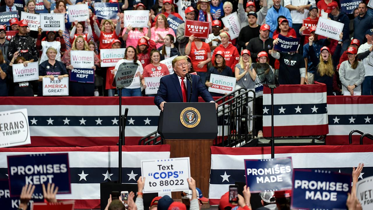 President Trump discusses investing in the military while speaking to supporters at a ‘Keep America Great’ rally in Charlotte, N.C. 