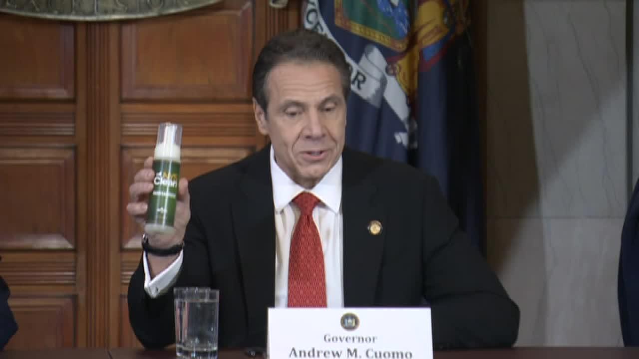 New York Gov. Andrew Cuomo introduces New York State Clean hand sanitizer in response to price gouging.