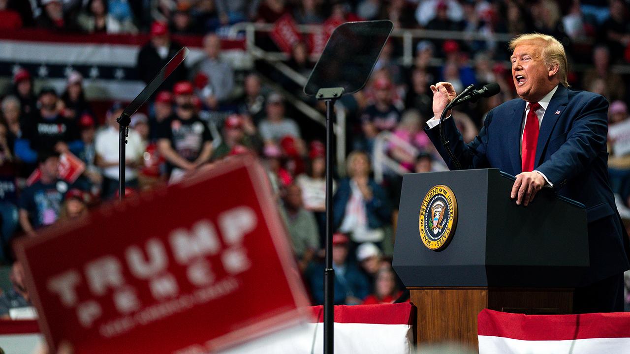 President Trump discusses coronavirus while speaking to supporters at a ‘Keep America Great’ rally in Charlotte, N.C. 