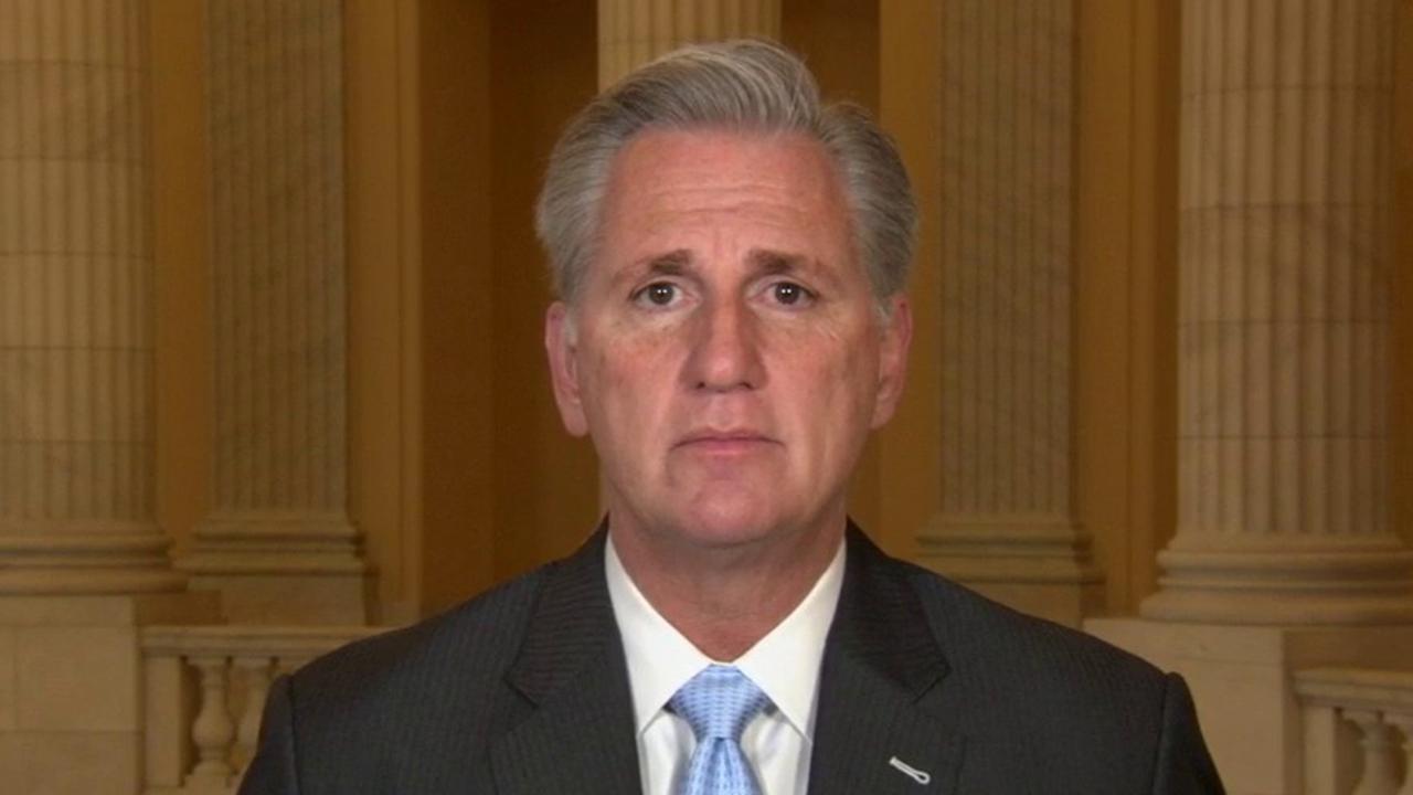 House Minority Leader Rep. Kevin McCarthy, R-Calif., says Democrats politicizing the coronavirus spending bill is stopping the government from saving jobs. 