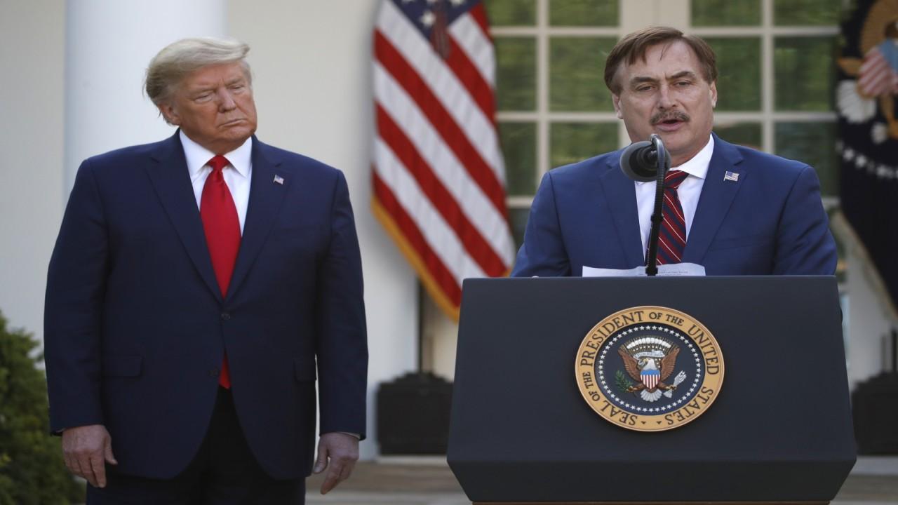 MyPillow CEO Mike Lindell defends his religious remarks during a White House coronavirus briefing and discusses his company's efforts in producing medical masks.