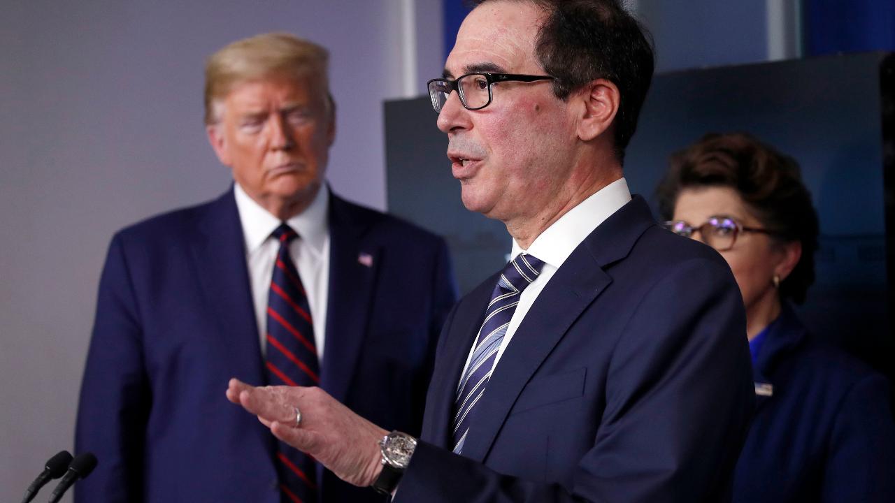 Treasury Secretary Steven Mnuchin says airlines must keep all of their employees and explains that the money they receive will be allocated toward paying them. 